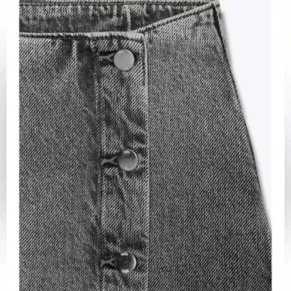 ZARA Denim Crossover Midi Skirt in Dark Gray NWT Medium M NWT - Picture 5 of 16